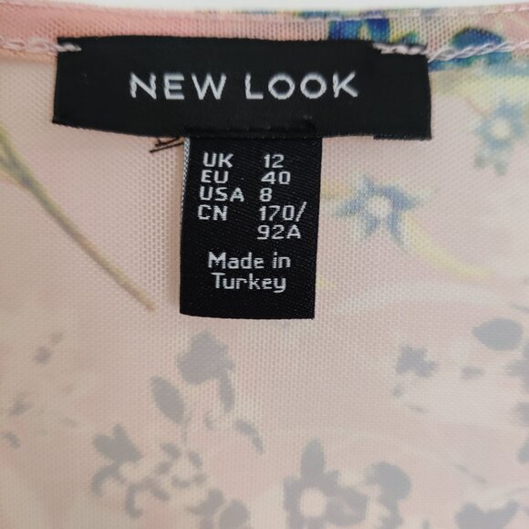 New Look Women's Bolero Cardigan Size 8 Sheer Pink Floral Tie Front Party Chic - Picture 3 of 4